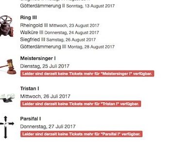 Screenshot Online-Verkauf Tickets der Bayreuther Festspiele