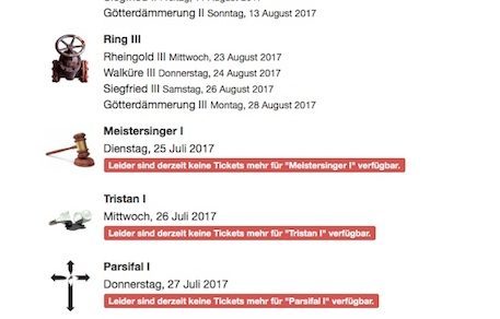Screenshot Online-Verkauf Tickets der Bayreuther Festspiele
