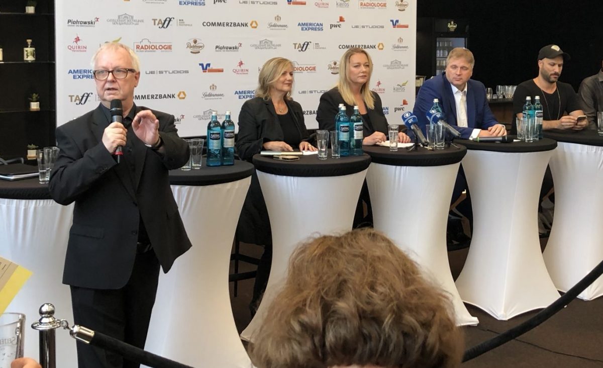 Die Pressekonferenz der Bayreuther Festspiele 2019: Peter Emmerich (links im Bild) stellt die Gesprächsteilnehmer vor